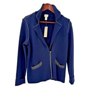 NWT Chico's SIZE 0 Small Double Knit Cardigan Jacket Long Sleeve Zipper Pocket